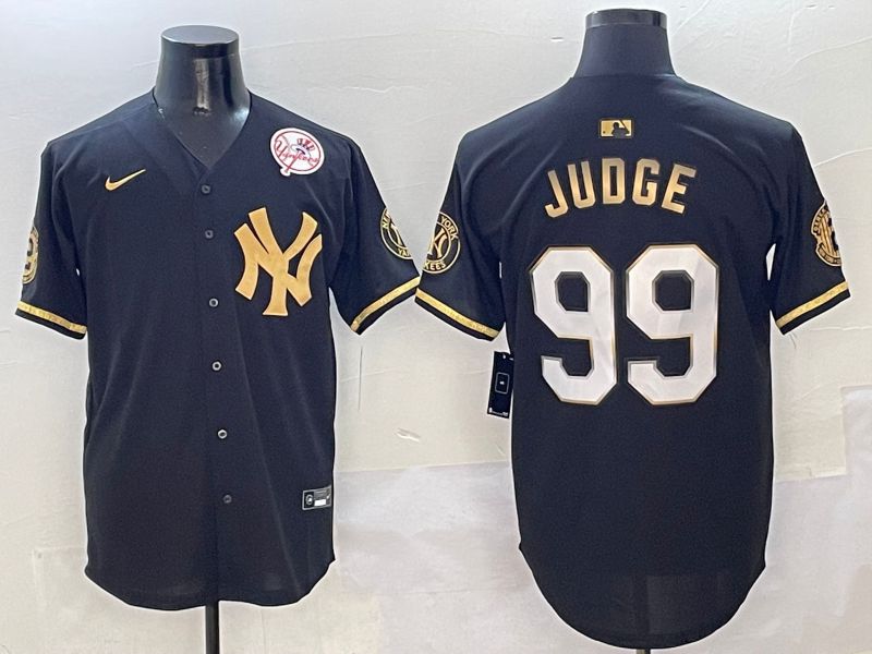 Men New York Yankees #99 Judge Black Gold Five generations Nike 2025 MLB Jersey style 3->new york yankees->MLB Jersey